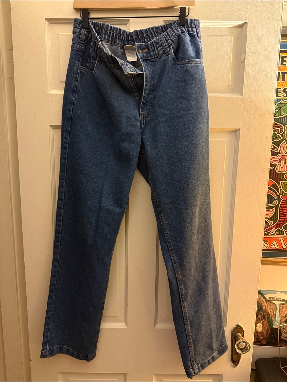 Vintage Casual Joe Jeans Relaxed Elastic-Waist Dark Blue Denim Pants
